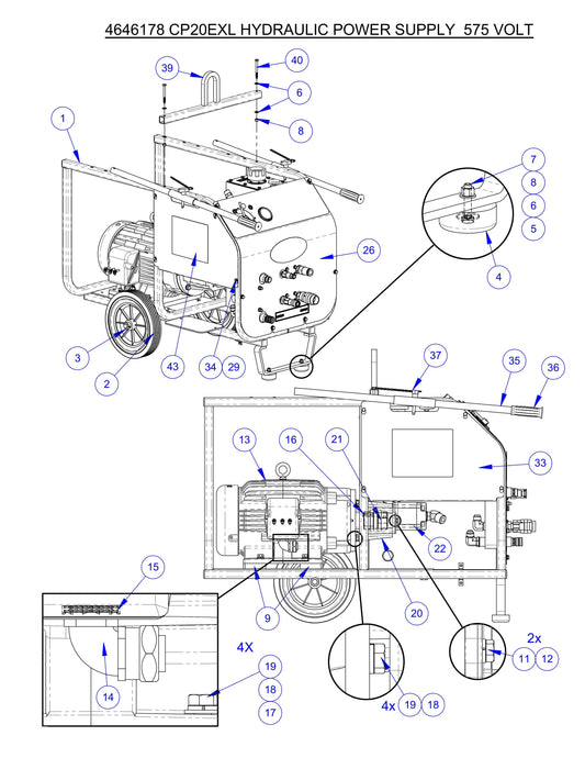 CP20EXL Fig-1 Hydraulic Power Supply 575 Volt Assembly Parts