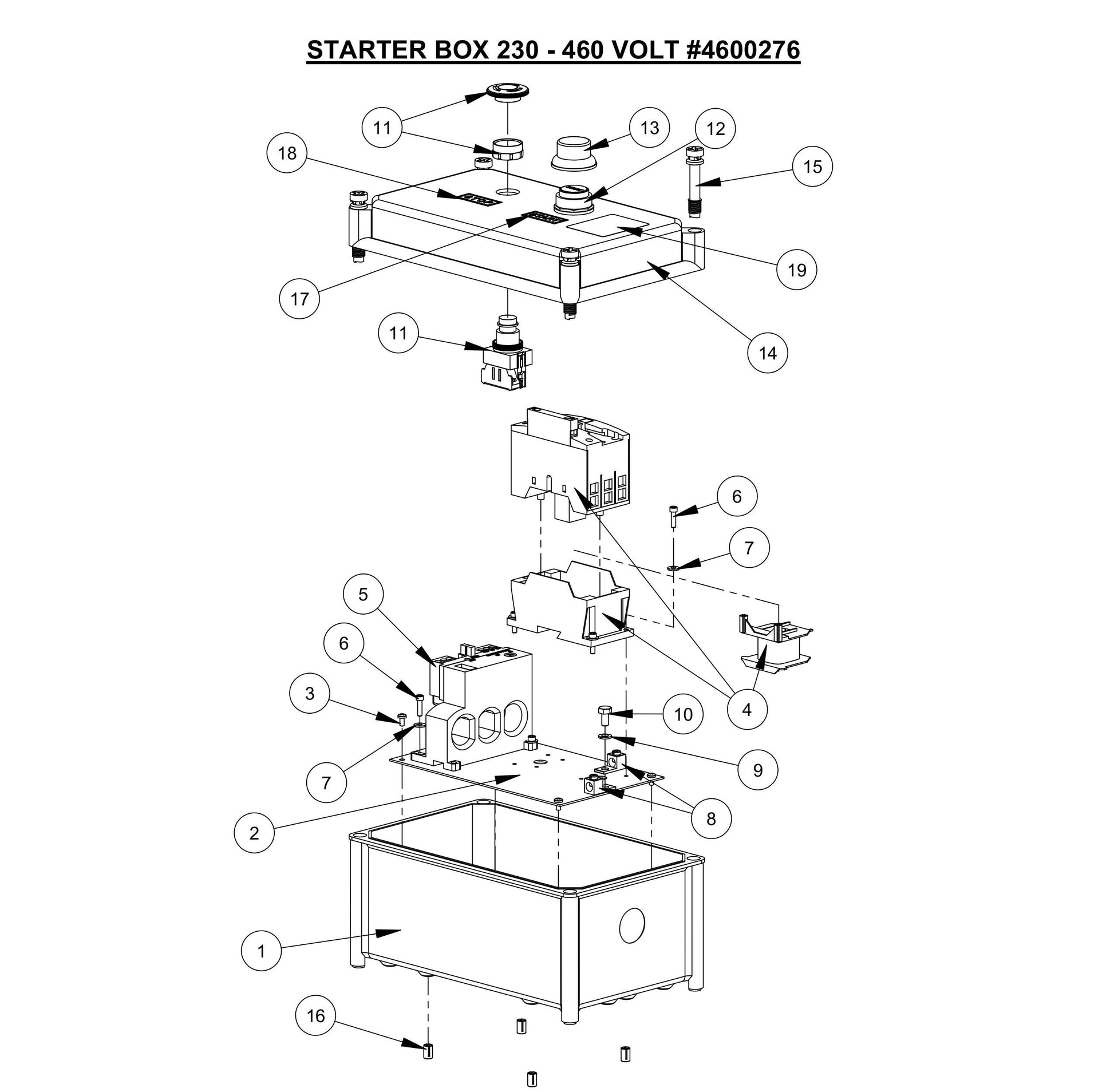 CP20EXL Starter Box 230-460 Volt Assembly Parts