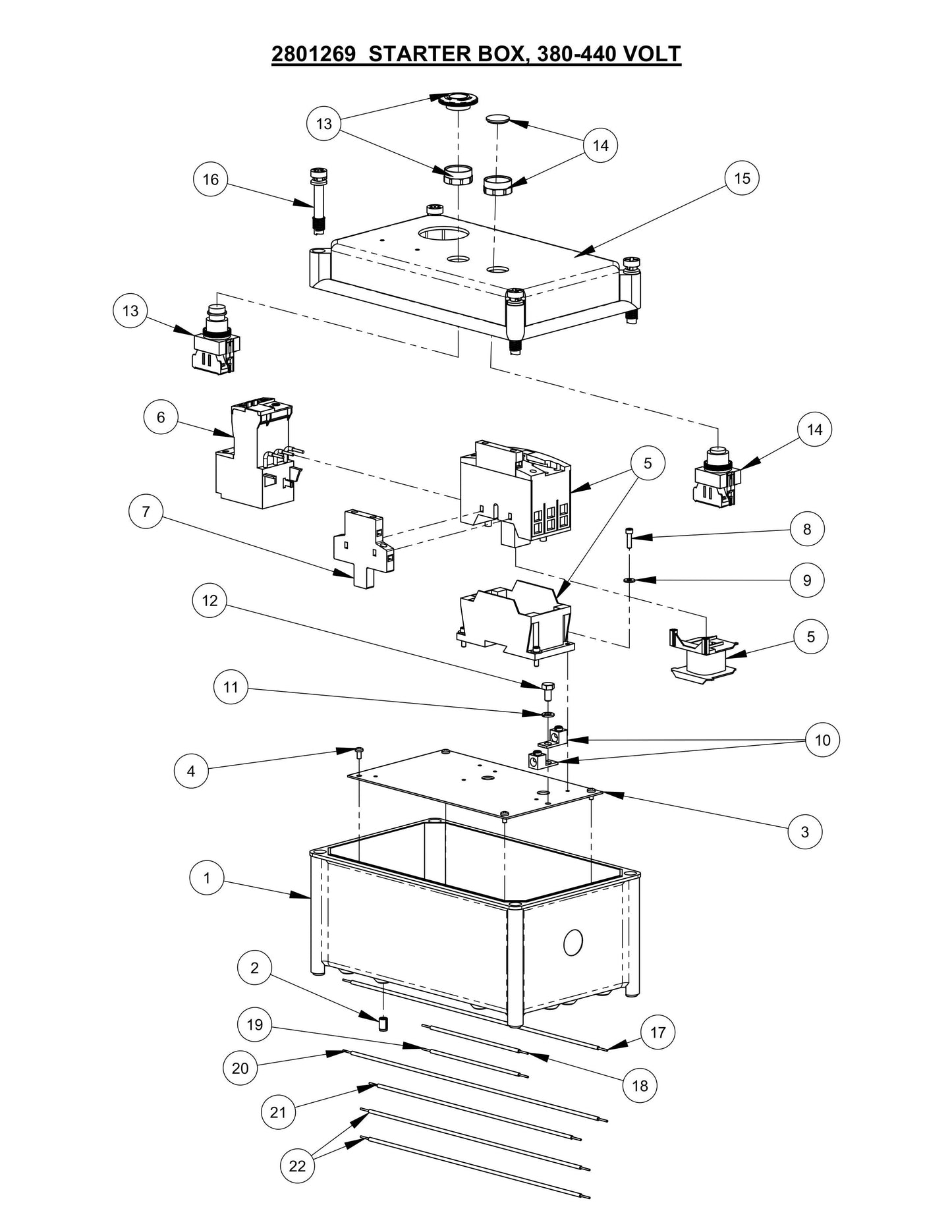 CP20EXL Fig-2 Starter Box, 380-440 Volt Assembly Parts