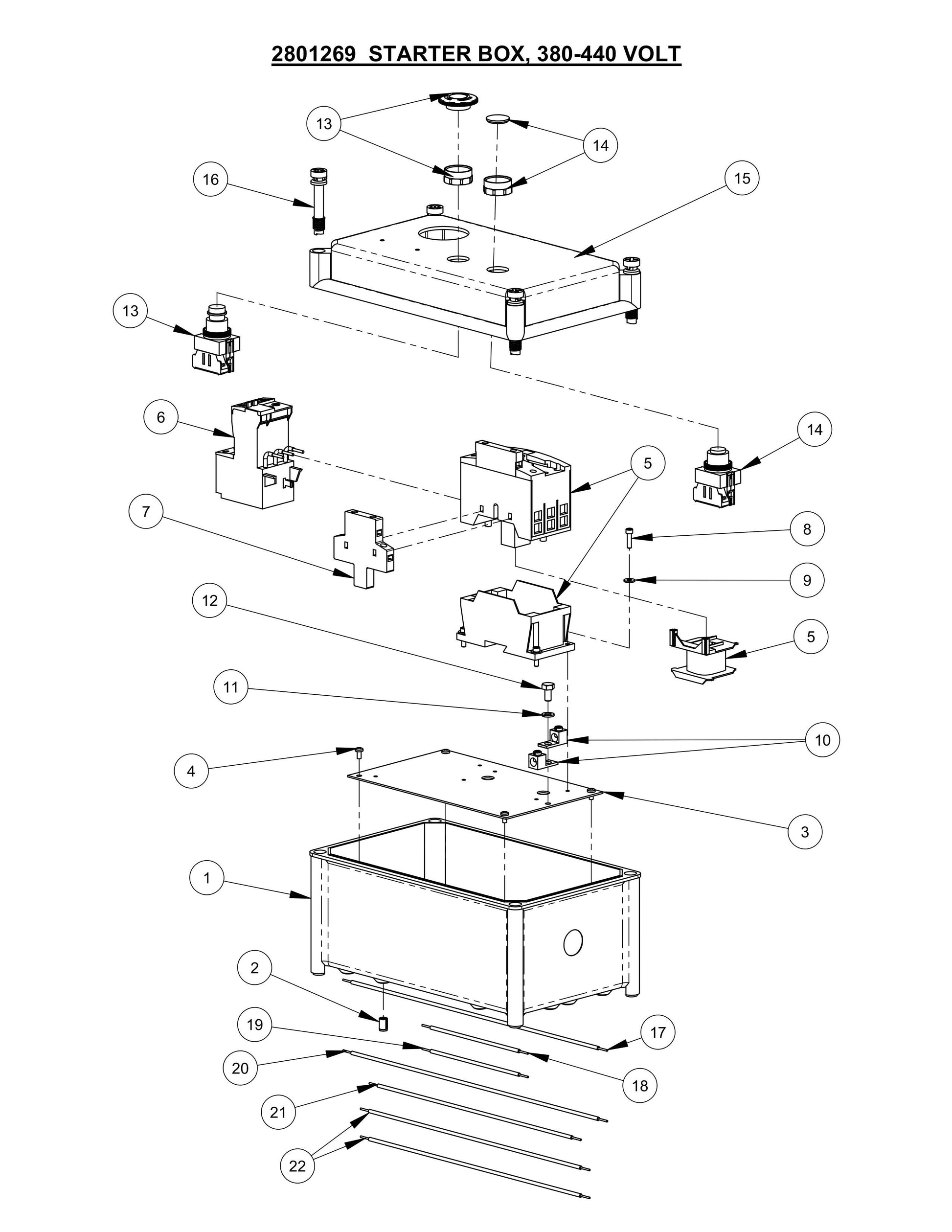 CP20EXL Fig-2 Starter Box, 380-440 Volt Assembly Parts