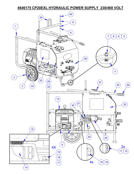 CP20EXL Fig-1 Hydraulic Power Supply 230/460 Volt Assembly Parts
