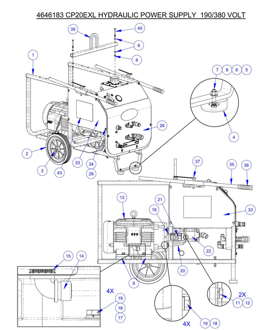CP20EXL Fig-1 Hydraulic Power Supply 190/380 Volt Assembly Parts
