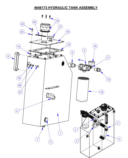 CP22XL Hydraulic Tank Assembly Parts