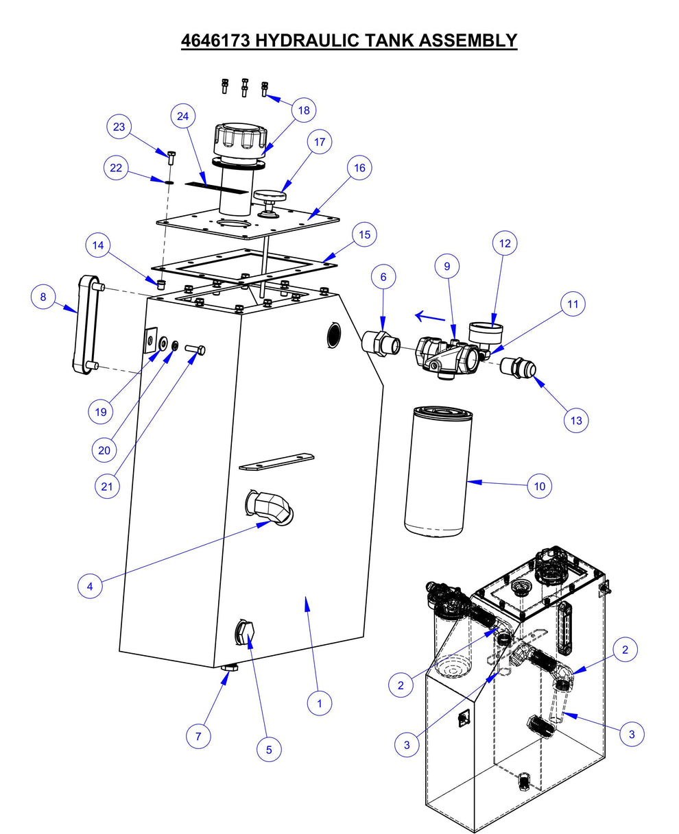 CP22XL Hydraulic Tank Assembly Parts