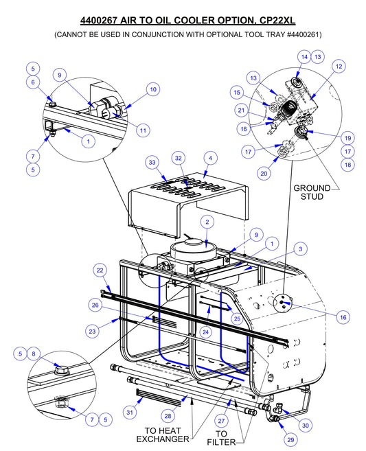 CP22XL Air To Oil Cooler Option Assembly Parts