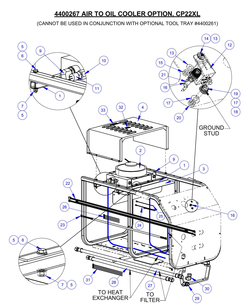 CP22XL Air To Oil Cooler Option Assembly Parts