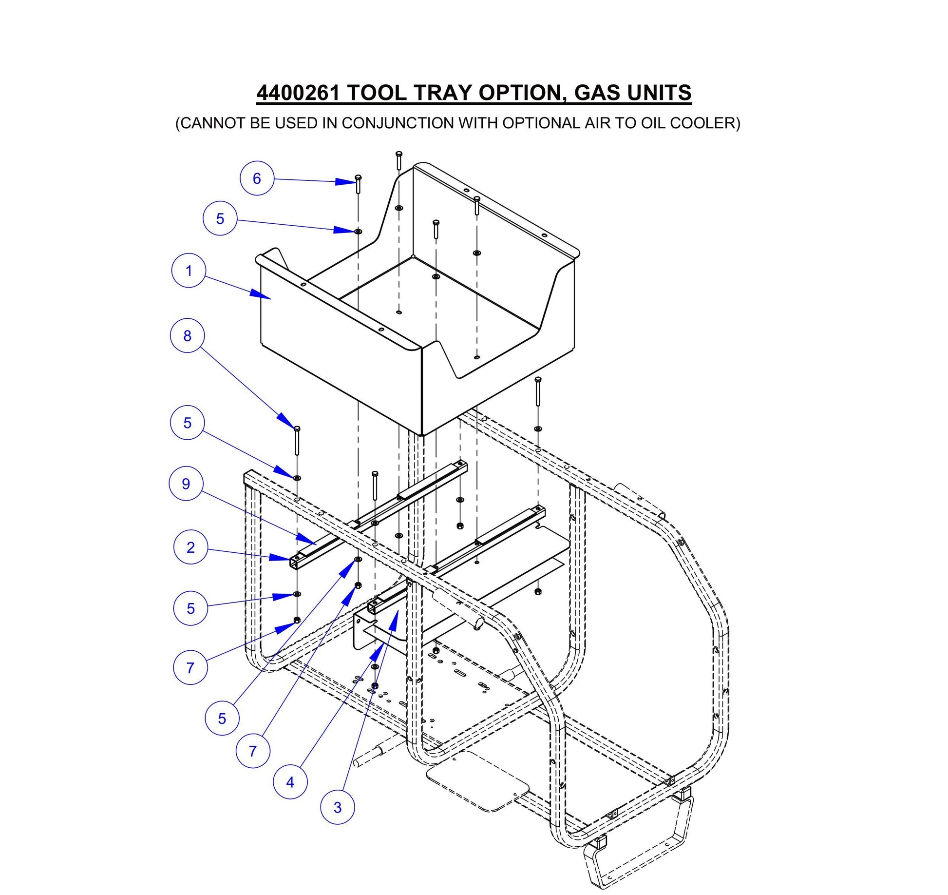 CP22XL Tool Tray Option, Gas Units Assembly Parts