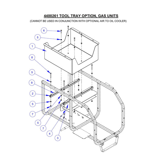 CP22XL Tool Tray Option, Gas Units Assembly Parts