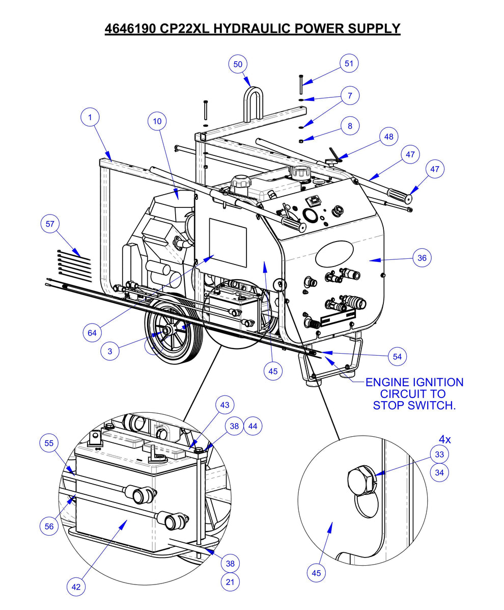 CP22XL Hydraulic Power Supply Assembly Parts