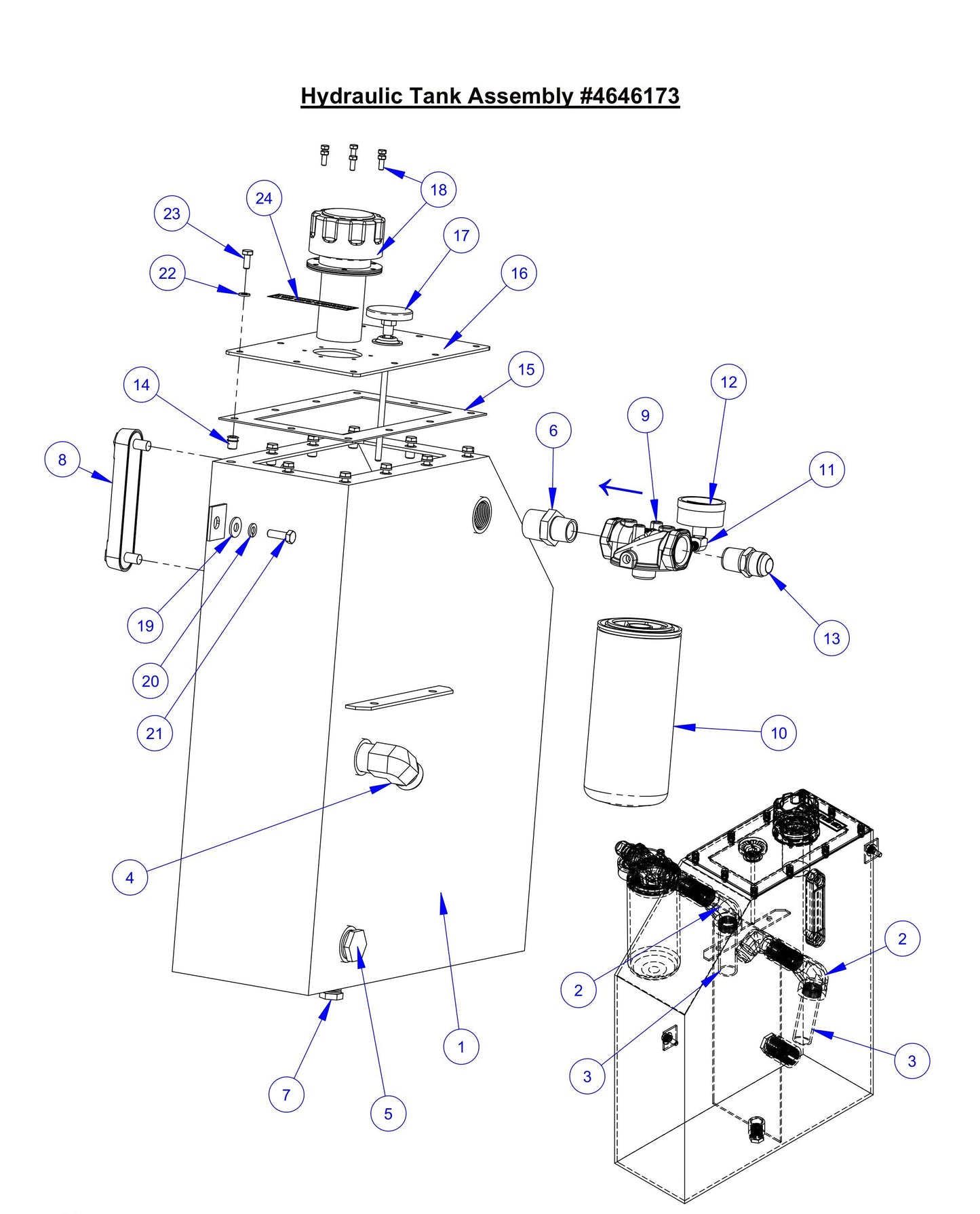 CP38KXL Hydraulic Tank Assembly Parts