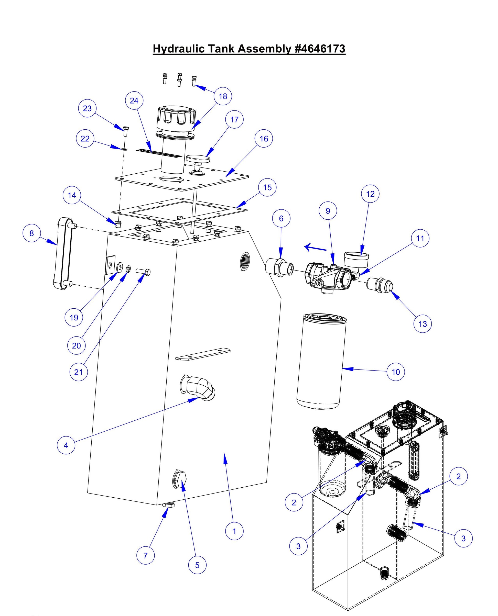 CP38KXL Hydraulic Tank Assembly Parts