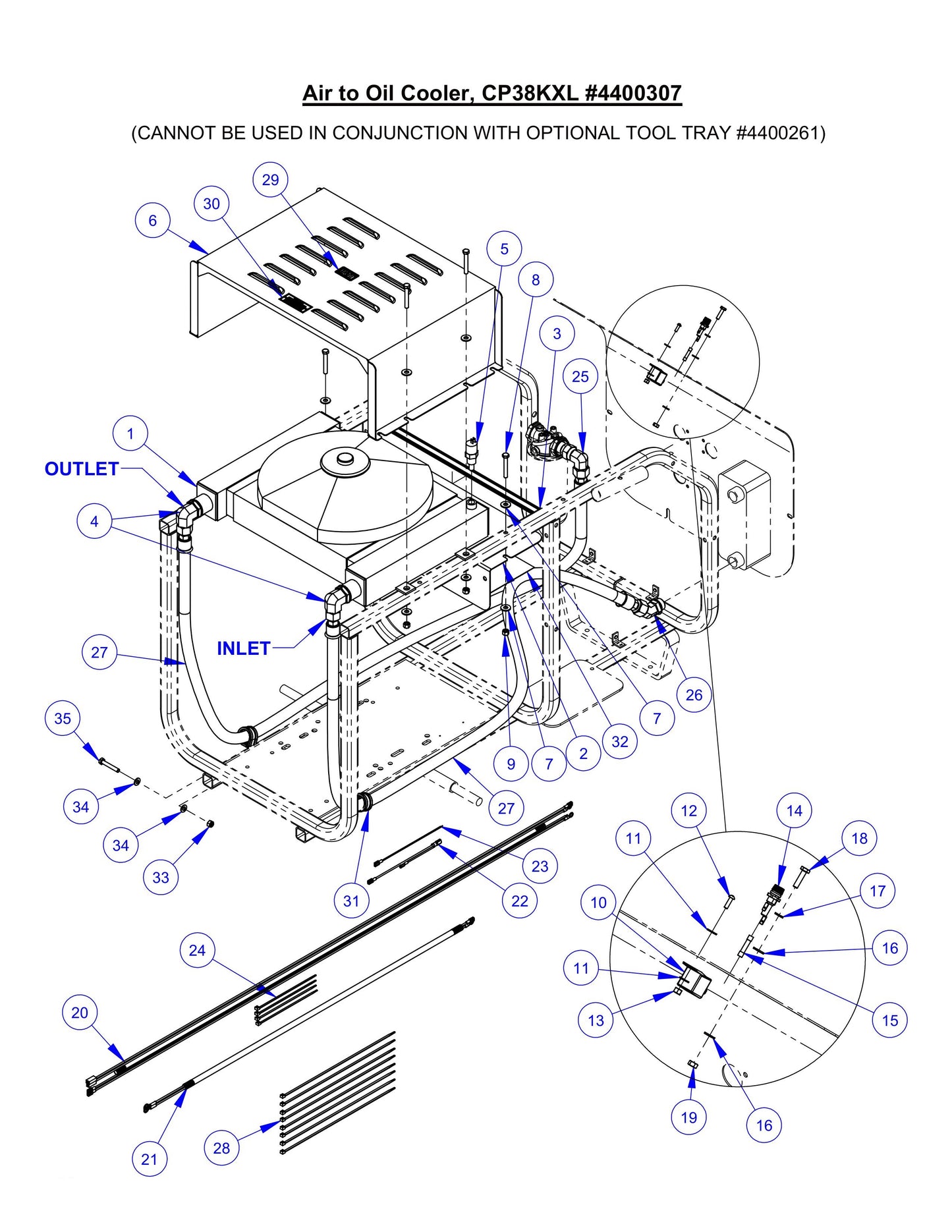 CP38KXL Air To Oil Cooler, Assembly Parts