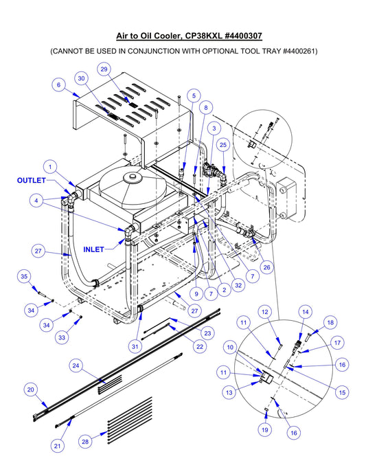 CP38KXL Air To Oil Cooler, Assembly Parts
