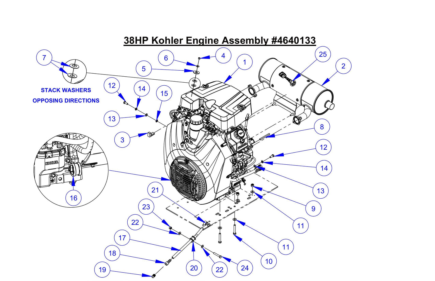 CP38KXL 38HP Kohler Engine Assembly Parts