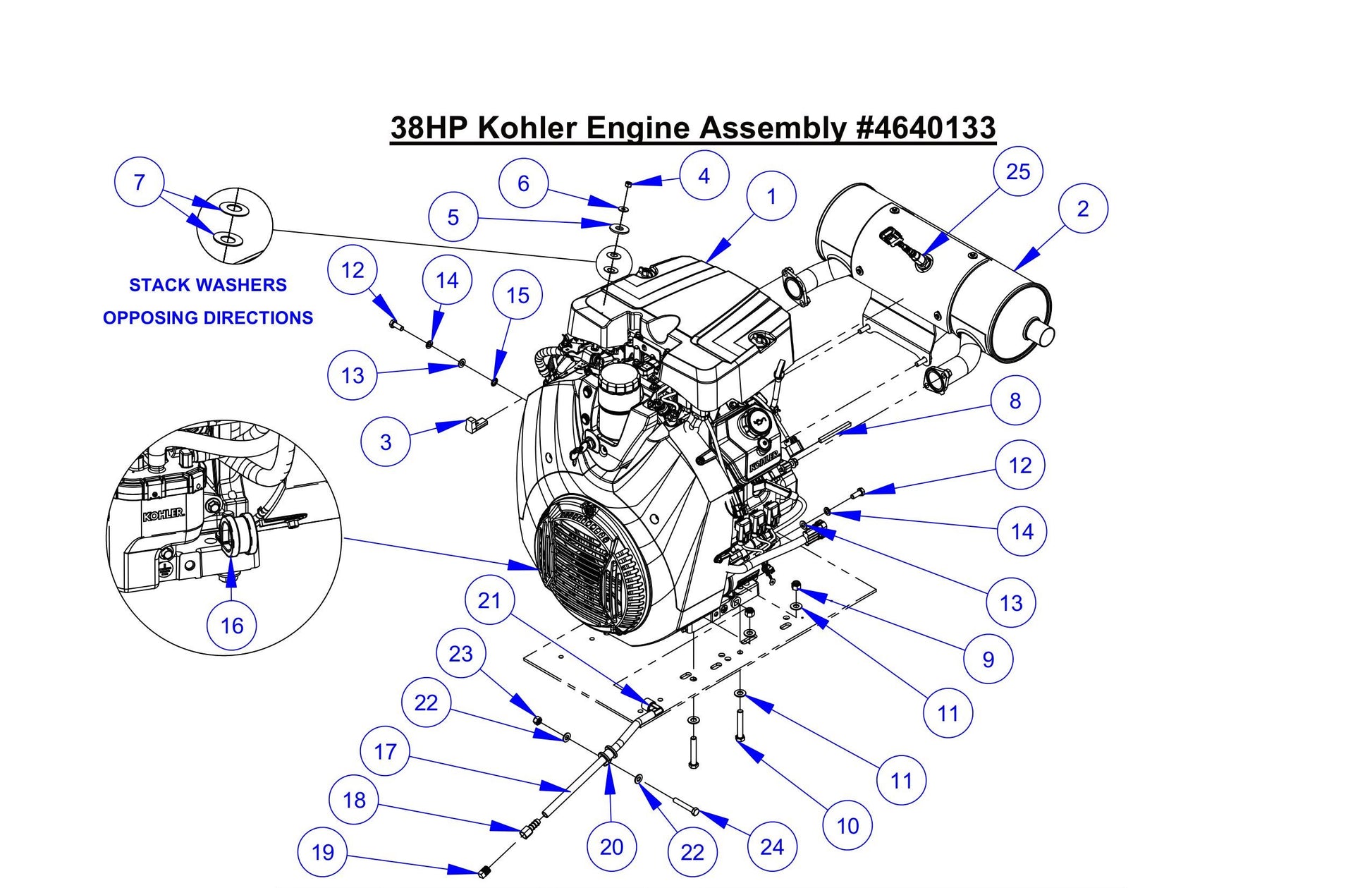 CP38KXL 38HP Kohler Engine Assembly Parts
