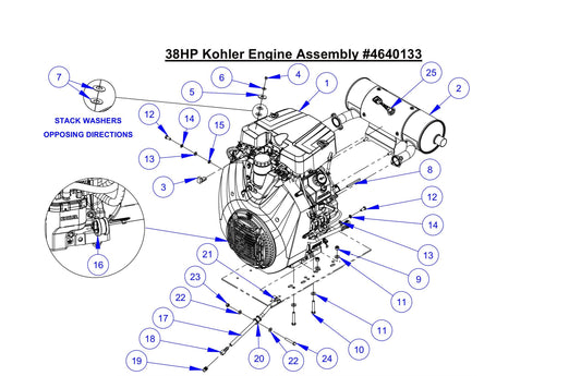 CP38KXL 38HP Kohler Engine Assembly Parts
