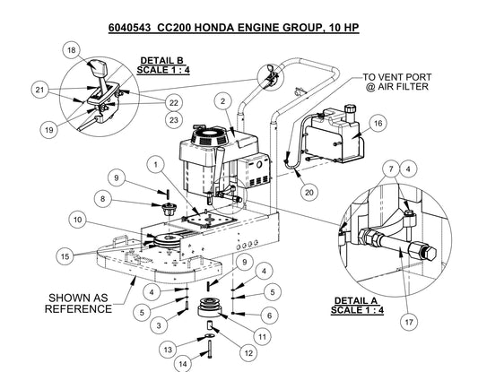 CC200,CPG200 Honda Engine Group, 10 HP Assembly Parts