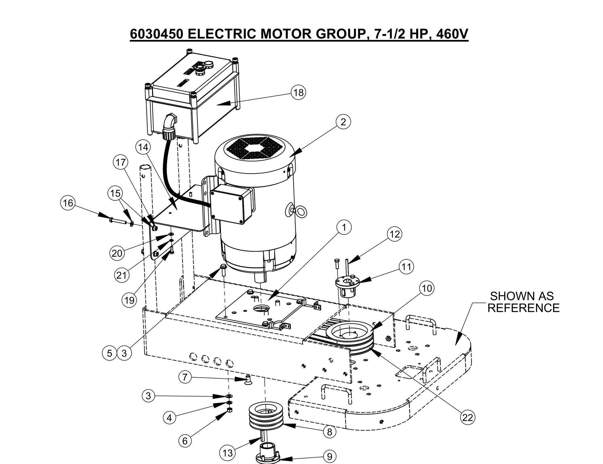 CC200,CPG200 Electric Motor Group, 7-1/2 HP, 460V Assembly Parts-3