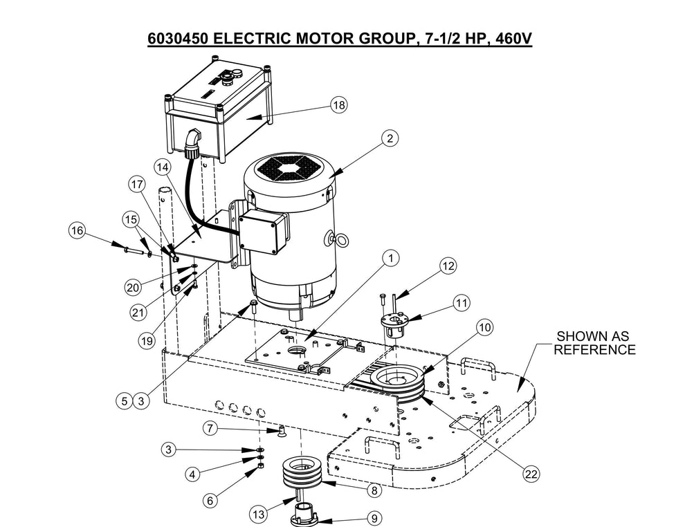 CC200,CPG200 Electric Motor Group, 7-1/2 HP, 460V Assembly Parts-3