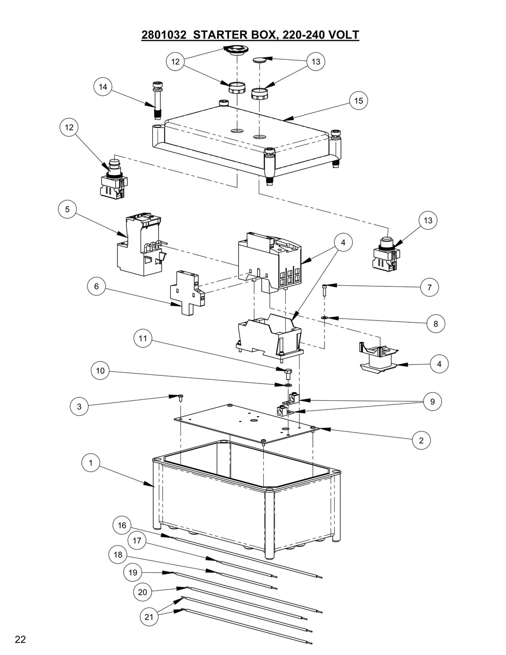 CC200,CPG200 Starter Box, 220-240 Volt Assembly Parts Fig-1