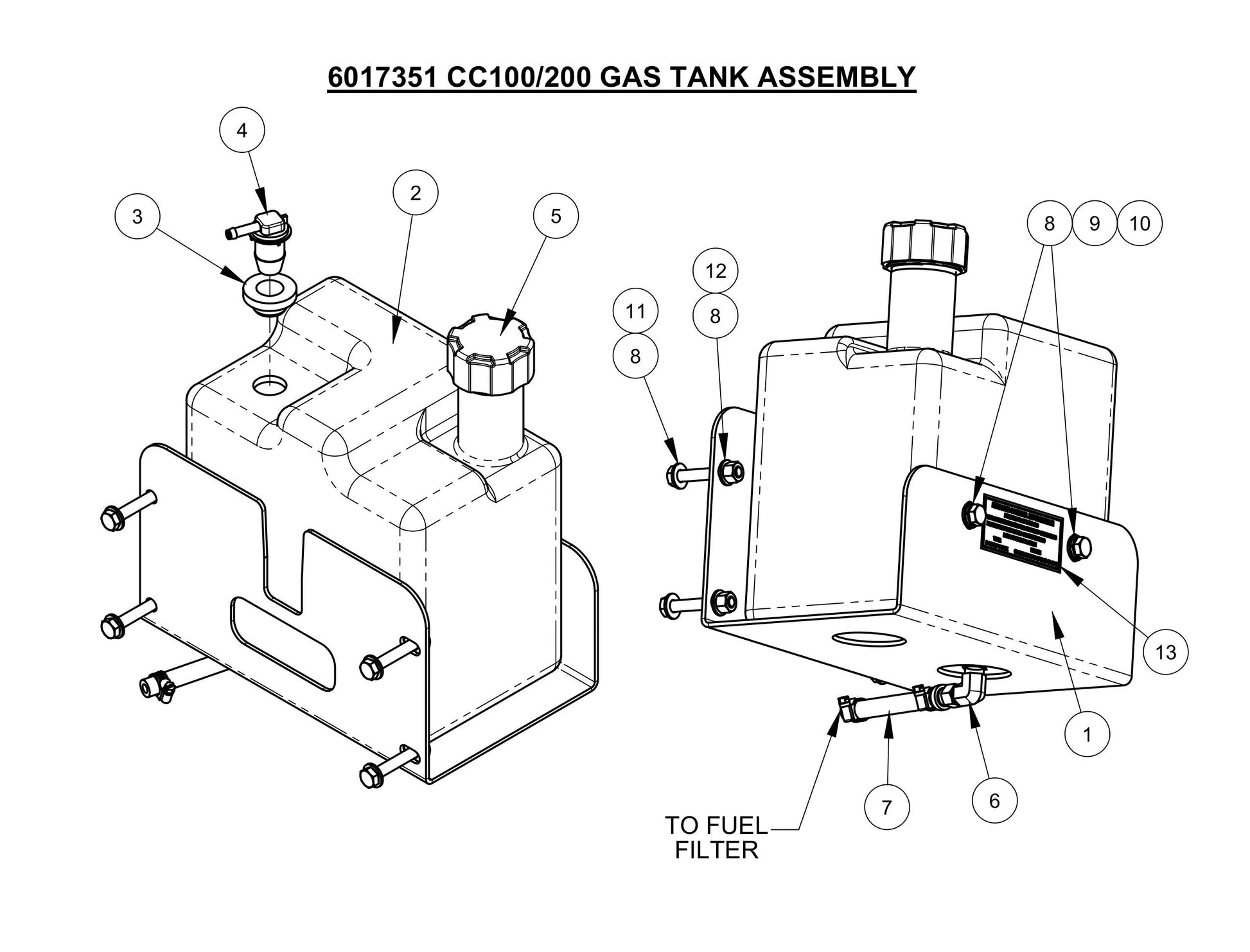 CC100/200,CPG200 Gas Tank Assembly Parts
