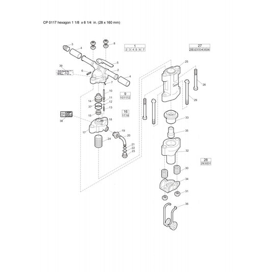 CP 0117 hexagon 1 1/8 x 6 1/4 in. (28 x 160 mm) Pneumatic Breaker Parts By Chicago Pneumatics