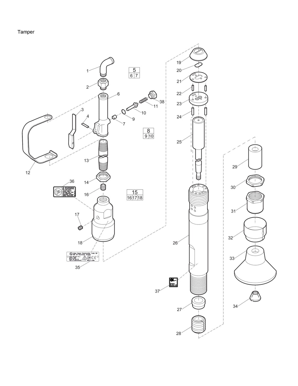 CP 0003 Tampers Parts By Chicago Pneumatic 