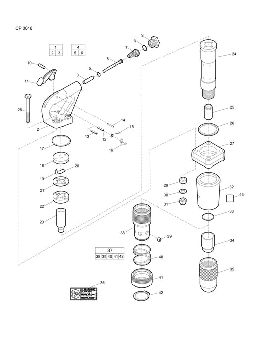 CP 0016 Pneumatic Pick Hammer Parts By Chicago Pneumatics