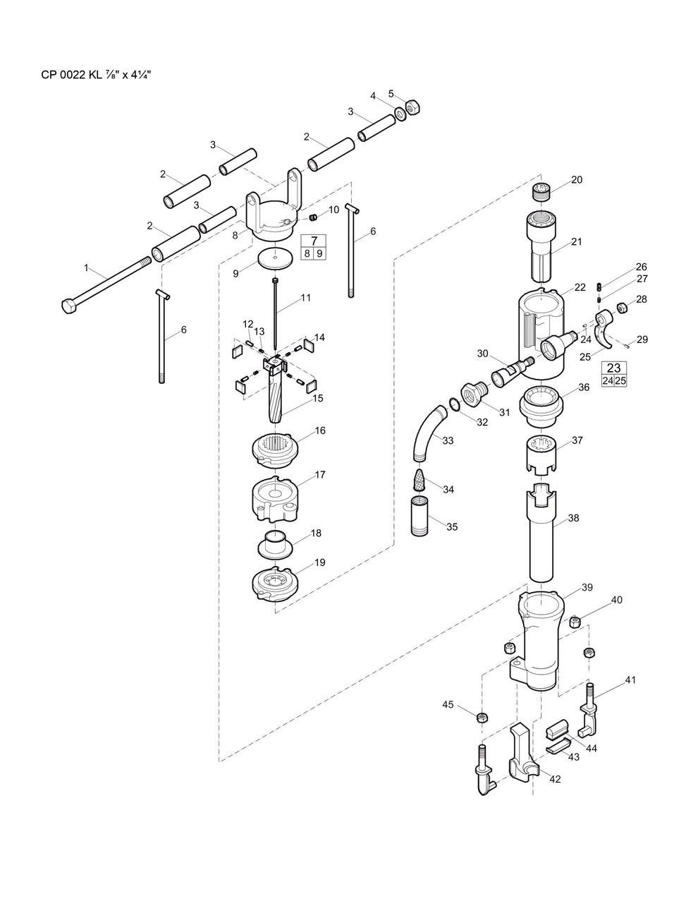 CP 0022 KL ⅞" x 4¼" Surface Rock Drill Parts By Chicago Pneumatic 