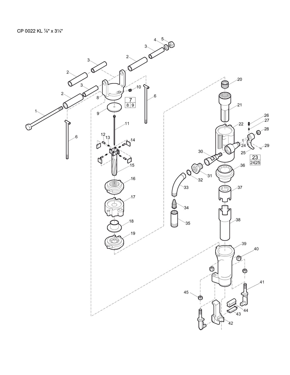 CP 0022 KL ⅞" x 3¼" Surface Rock Drill Parts By Chicago Pneumatic 