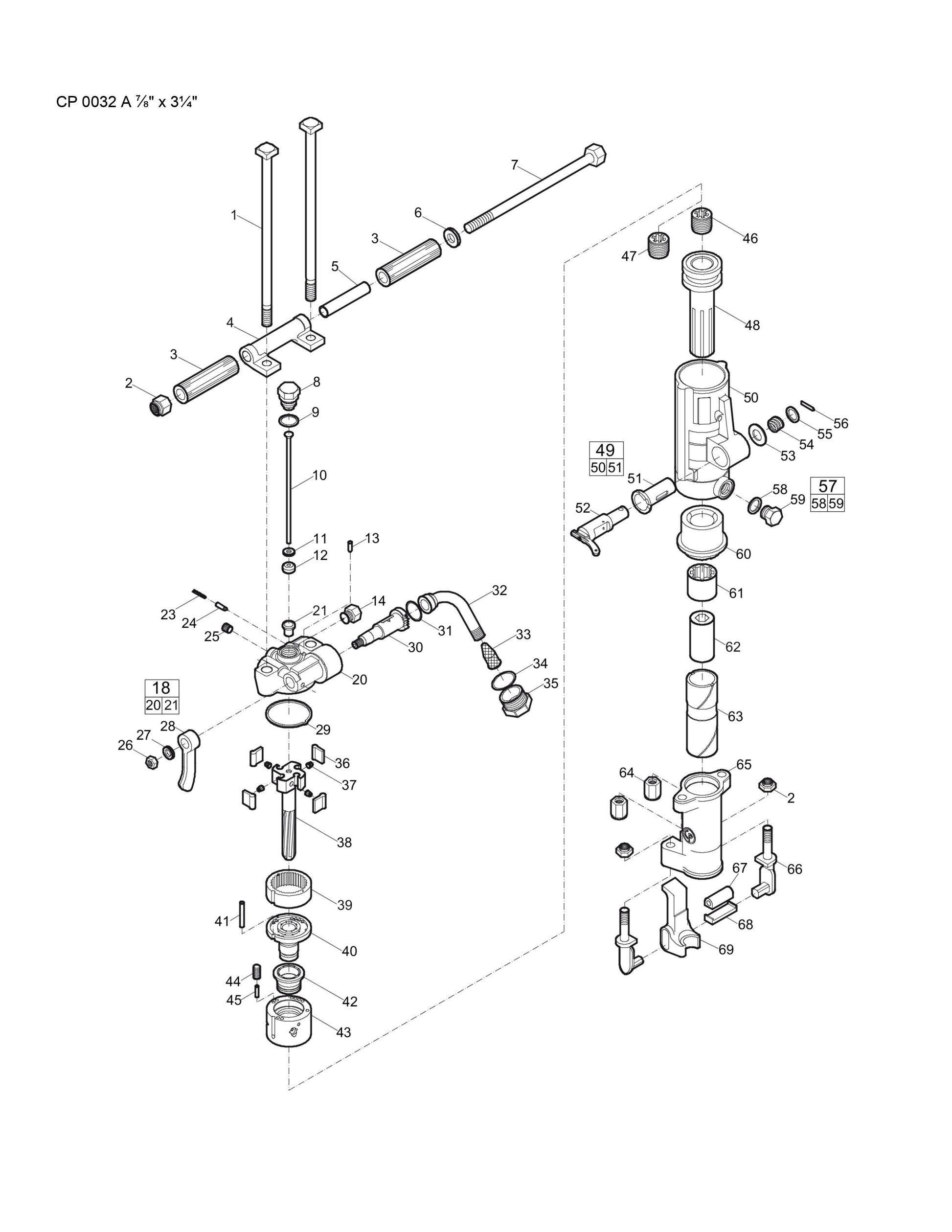 CP 0032 A ⅞&quot; x 3¼&quot; Surface Rock Drill Parts By Chicago Pneumatics