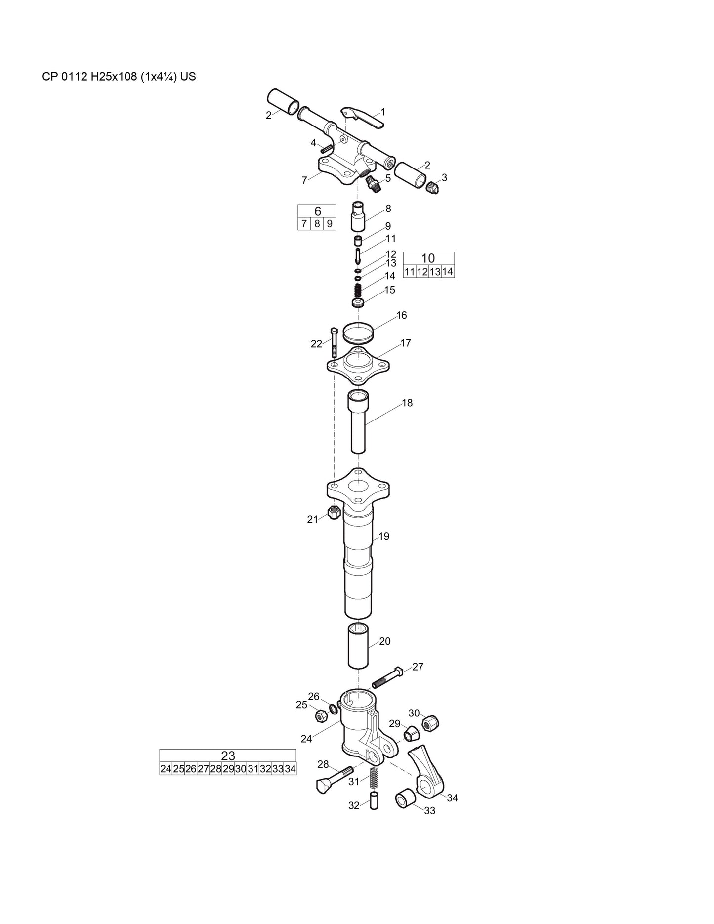 CP 0112 H25x108 (1x4¼) US Pneumatic Pick Hammer Parts By Chicago Pneumatics