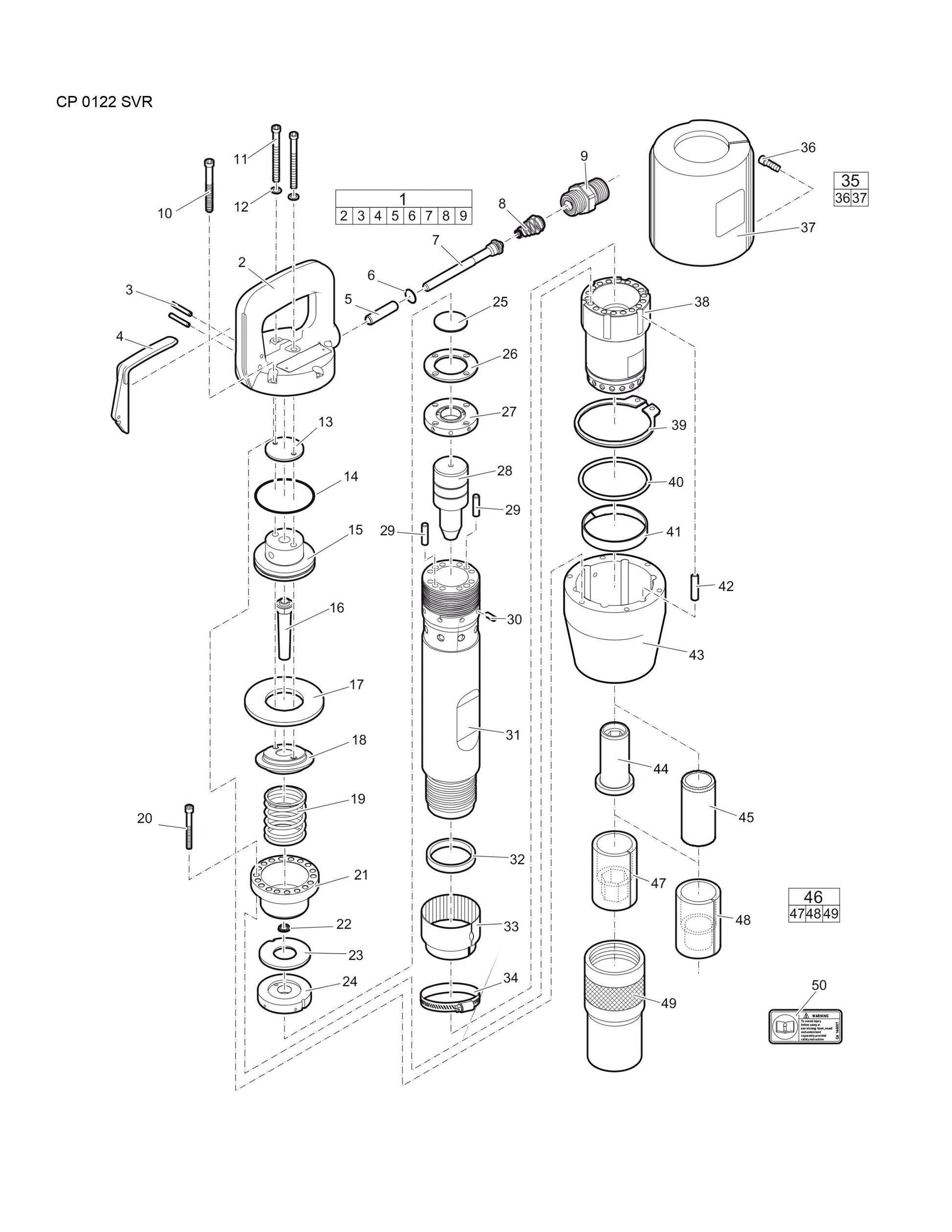 CP 0122 SVR Pneumatic Pick Hammer Parts By Chicago Pneumatics