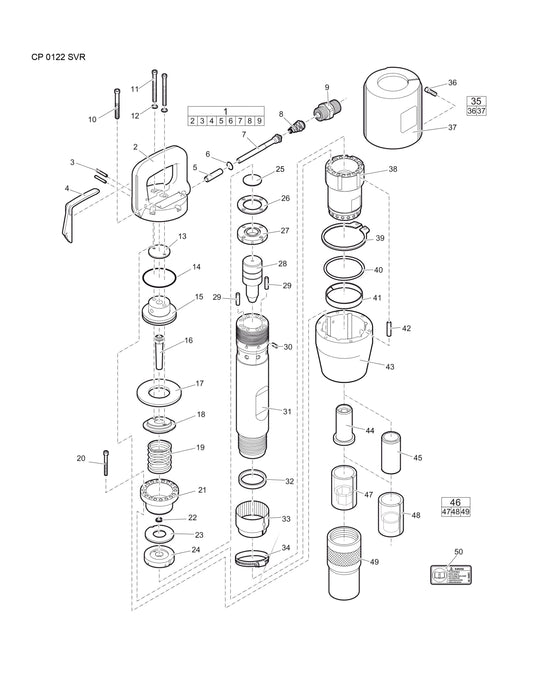 CP 0122 SVR Pneumatic Pick Hammer Parts By Chicago Pneumatics