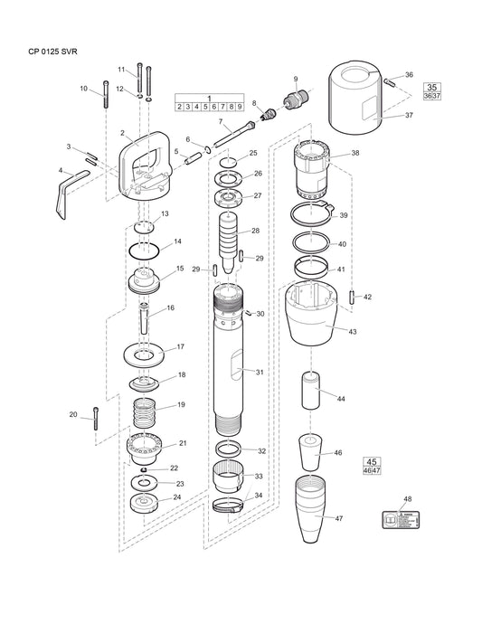 CP 0125 SVR Pneumatic Pick Hammer Parts By Chicago Pneumatics