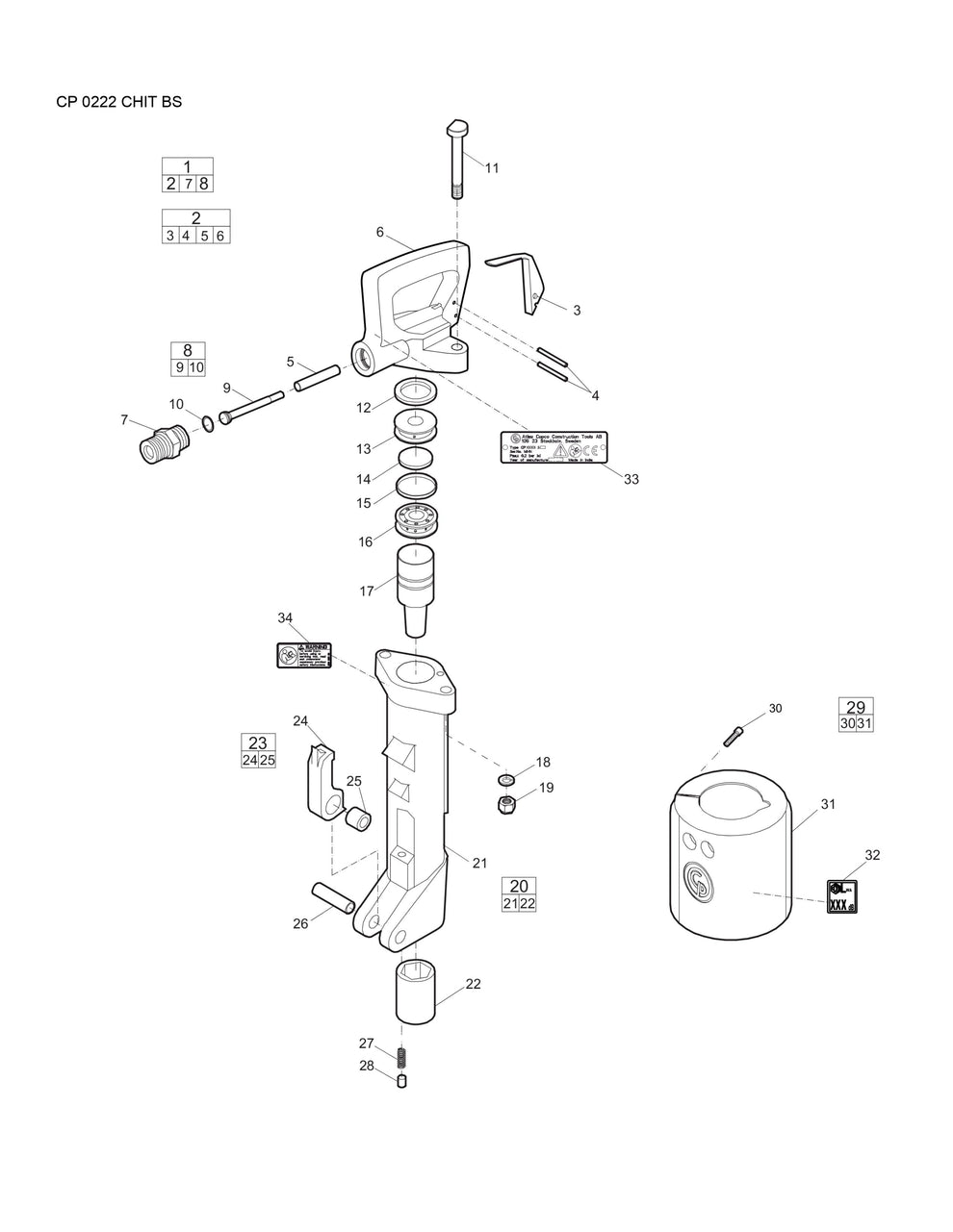 CP 0222 CHIT BS Pneumatic Pick Hammer Parts By Chicago Pneumatics