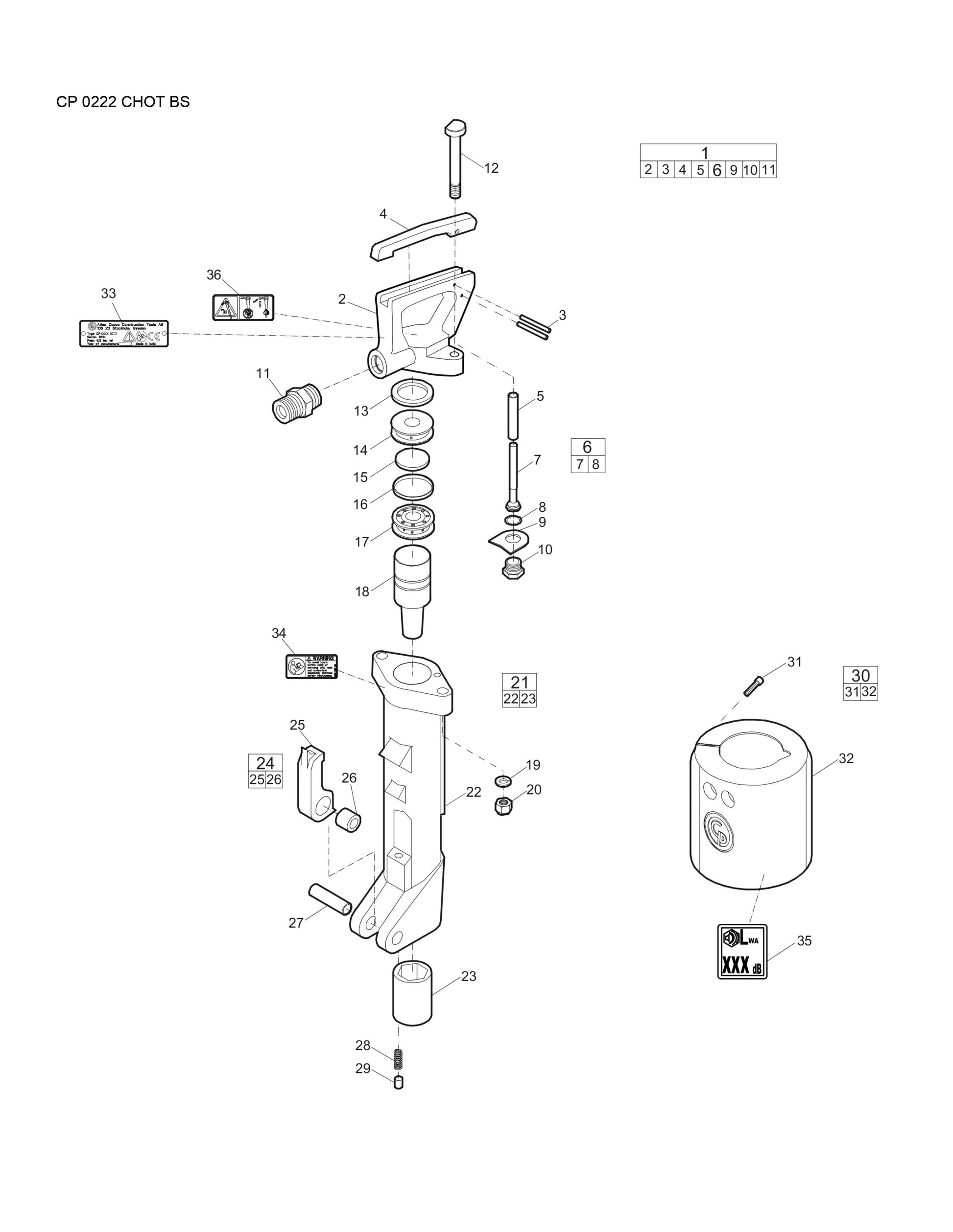 CP 0222 CHOT BS Pneumatic Pick Hammer Parts By Chicago Pneumatics