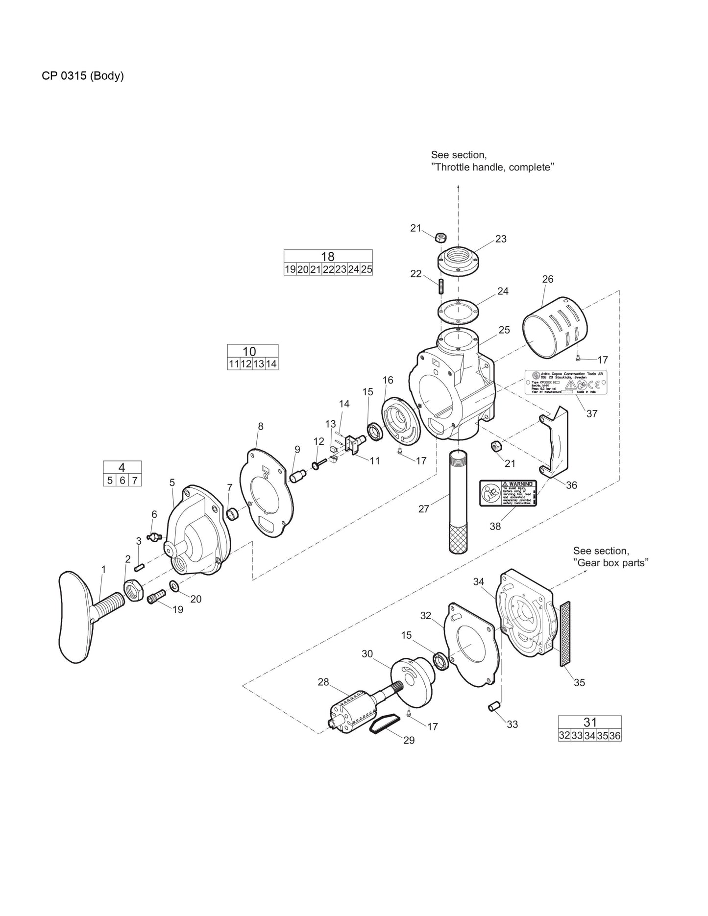 CP 0315 Body Assembly Parts By Chicago Pneumatics