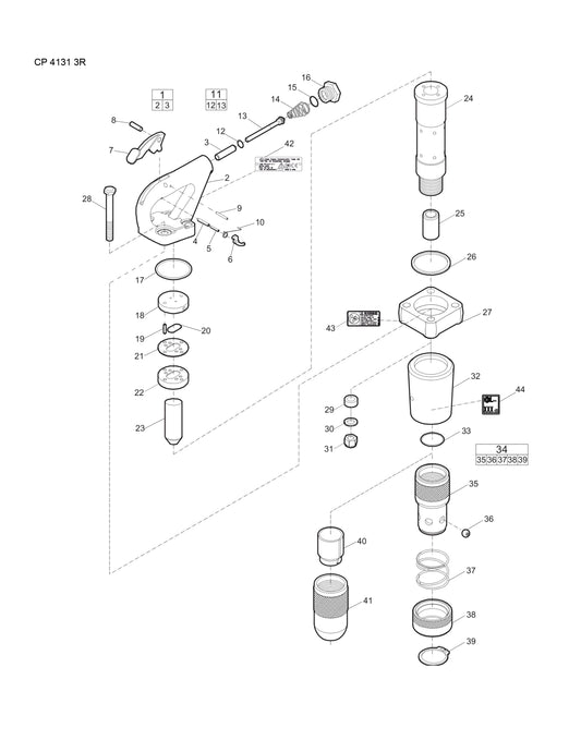 CP 4131 3R Pneumatic Pick Hammer Parts By Chicago Pneumatics