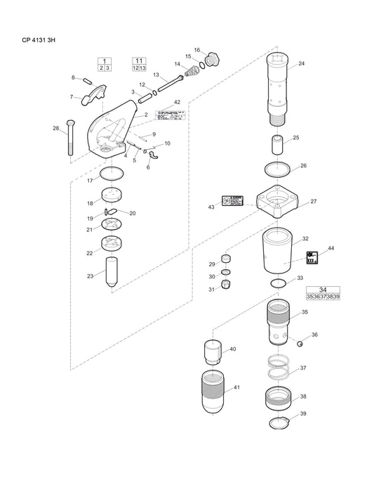 CP 4131 3H Pneumatic Pick Hammer Parts By Chicago Pneumatics