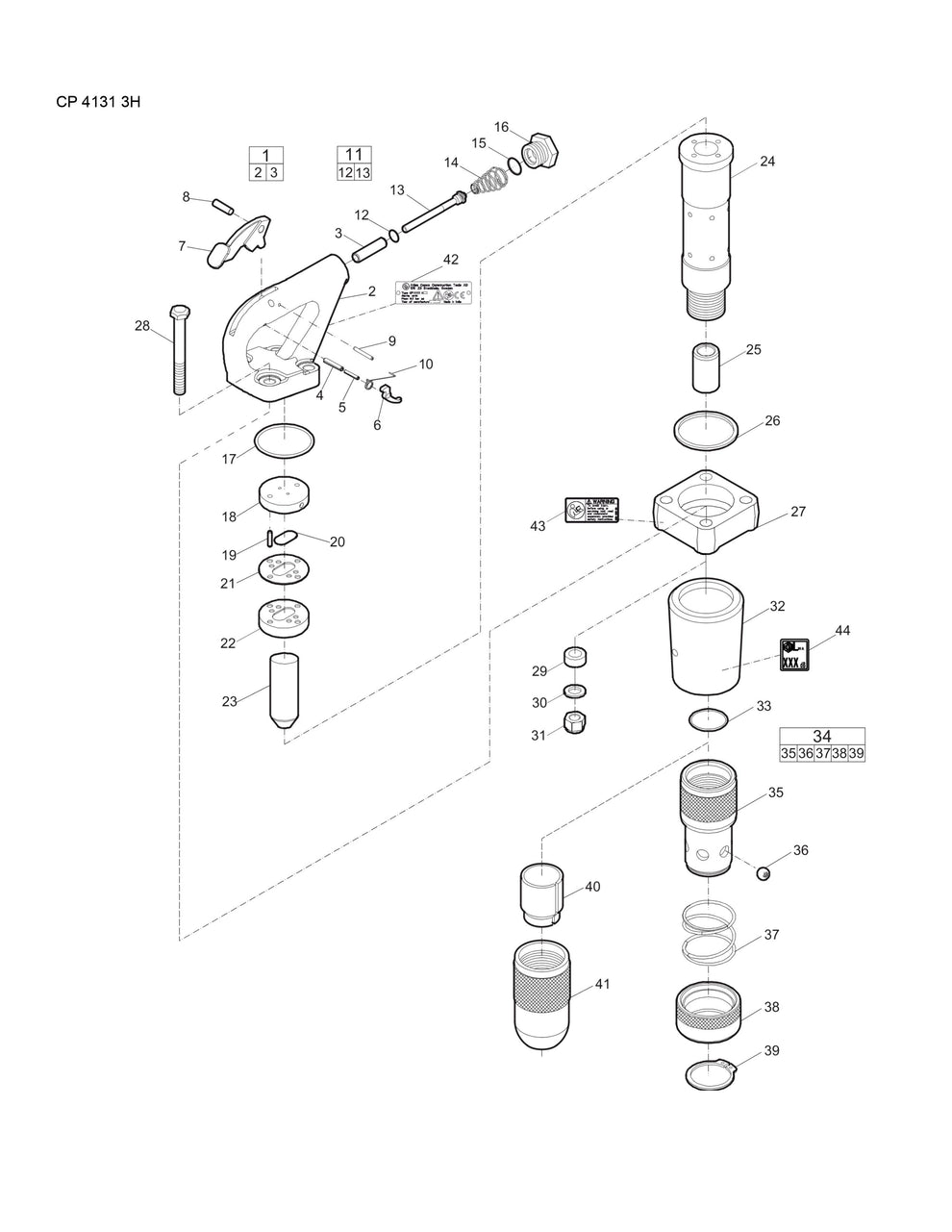 CP 4131 3H Pneumatic Pick Hammer Parts By Chicago Pneumatics