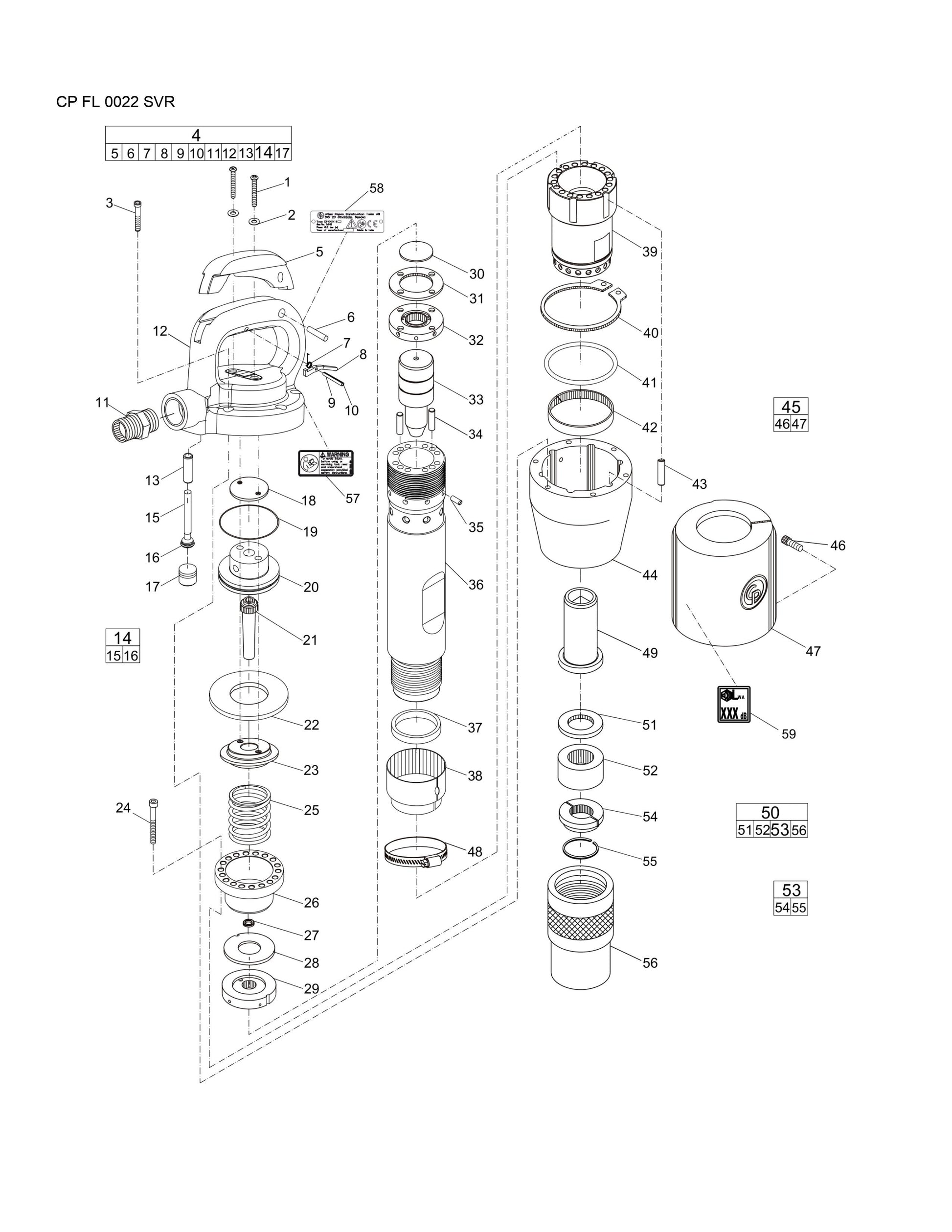 CP FL 0022 SVR Pneumatic Clay Digger Parts By Chicago Pneumatic