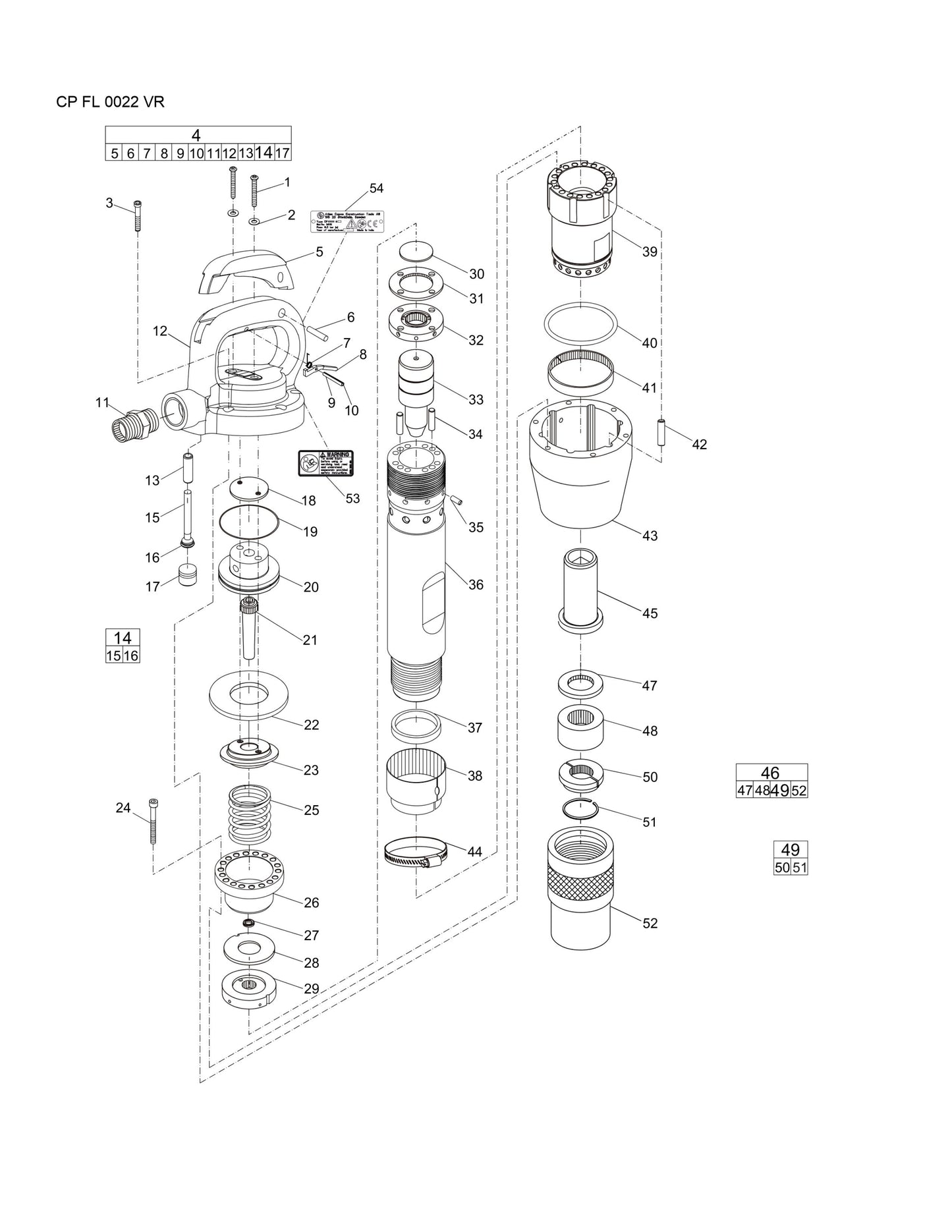 CP FL 0022 VR Pneumatic Clay Digger Parts By Chicago Pneumatic