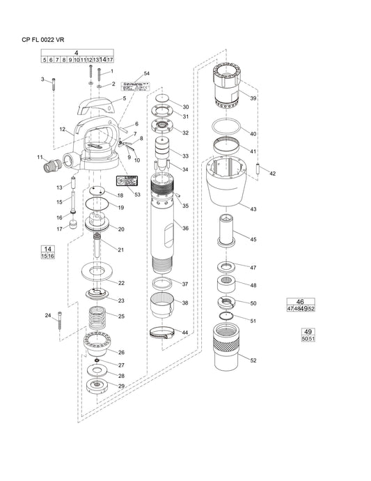 CP FL 0022 VR Pneumatic Clay Digger Parts By Chicago Pneumatic