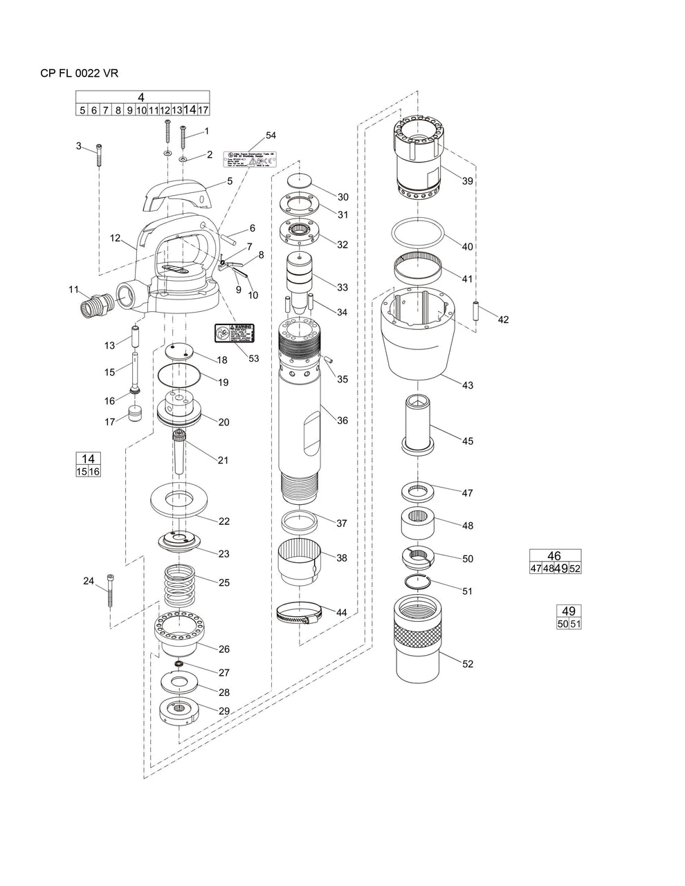 CP FL 0022 VR Pneumatic Clay Digger Parts By Chicago Pneumatic