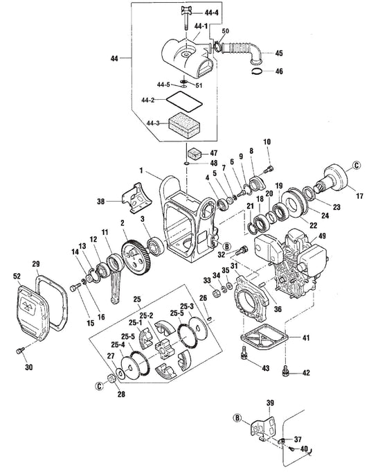 MT55F Crankcase And Engine Assembly Parts