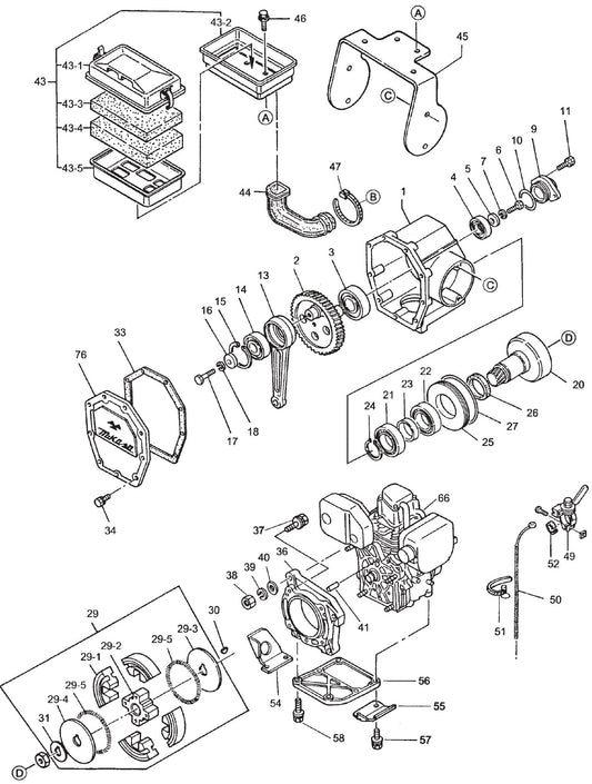 MT54F Crankcase And Engine Assembly Parts