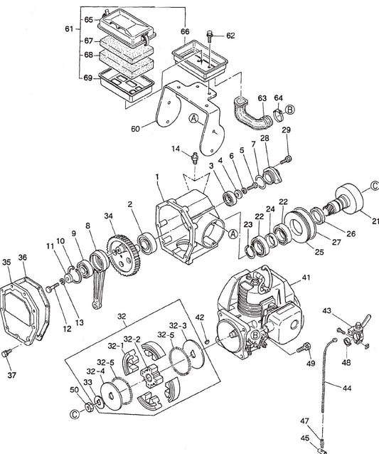 MTR35 HS Robin EC-08HS Engine  Crankcase And Engine Assembly Part