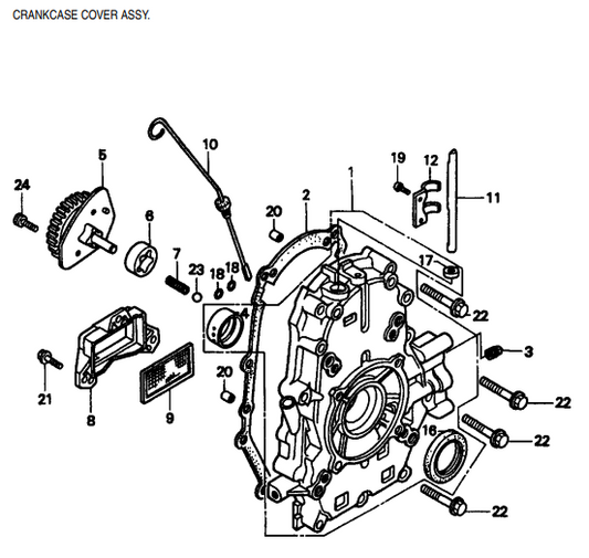 GA97HZ GA-9.7 HZ —HONDA GX610K1 ENGINE — Crankcase Cover Assembly Parts By multiquip