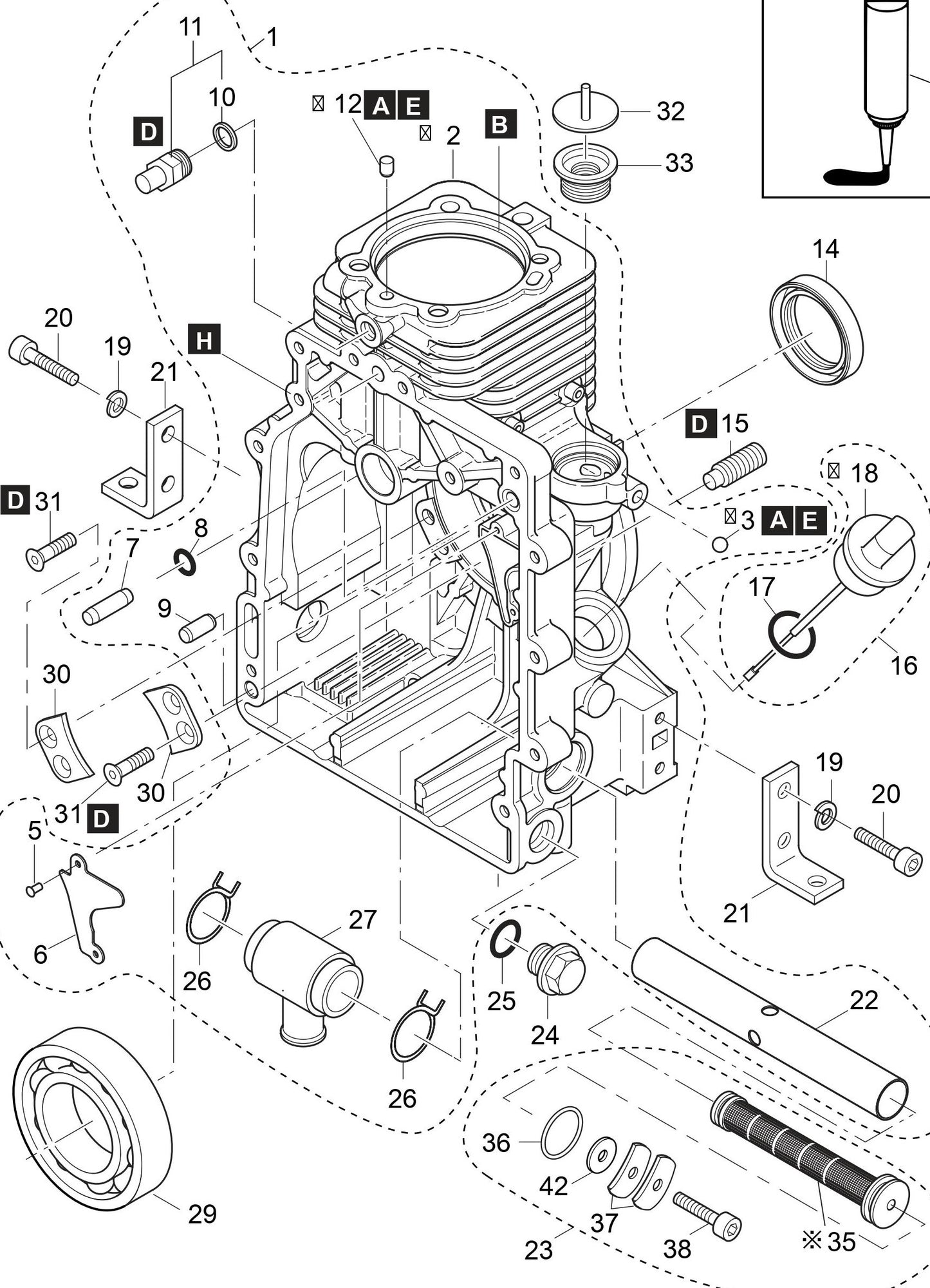 MVH308DZ HATZ 1B30 Engine Crankcase Assembly Parts